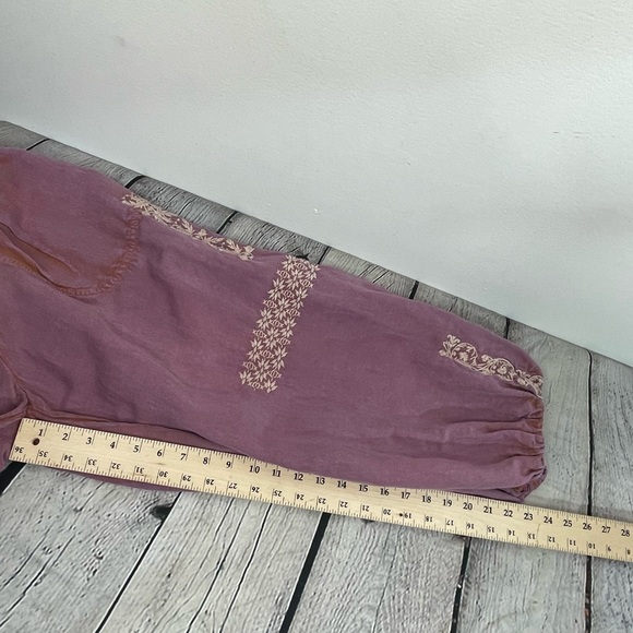 Anthropologie Boho Embroidered Parachute Pants size XS purple distressed - Picture 15 of 16